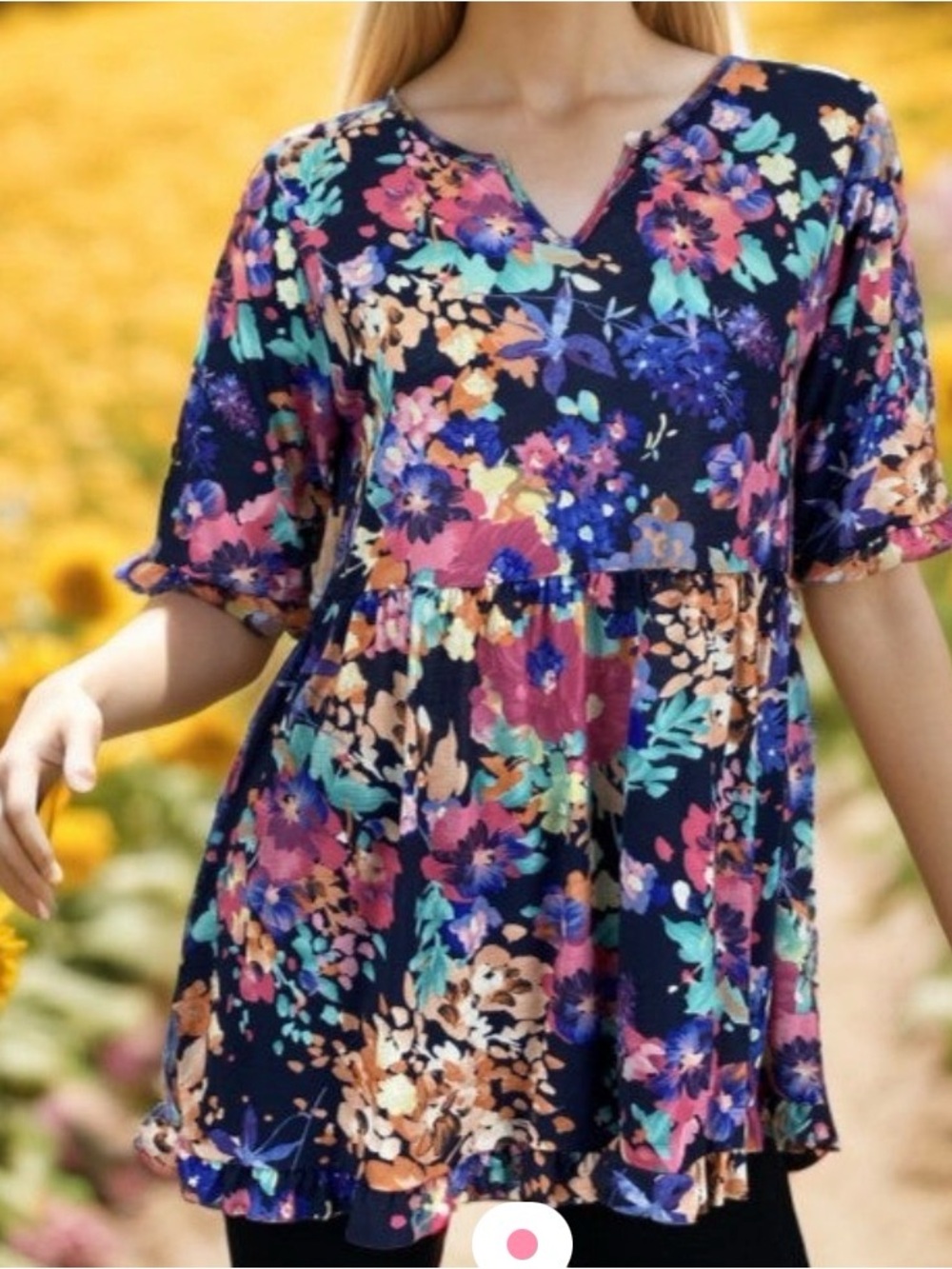 Floral Navy Girls' Peplum Tunic Dress